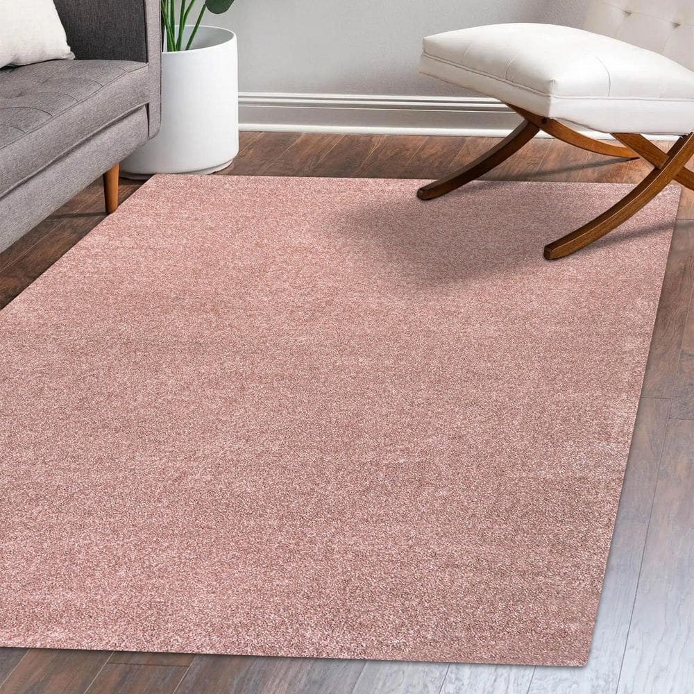 Pink Synthetic Fiber Reversible Low-Pile Area Rug, 8' x 10'
