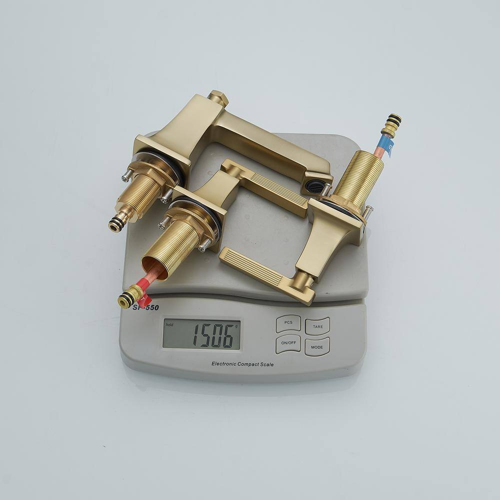 Brushed Gold 2-Handle Widespread Bathroom Faucet with Drain Assembly