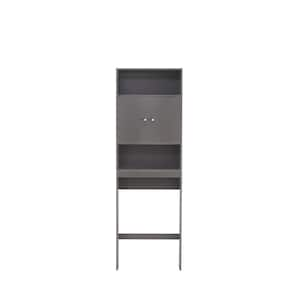 25 in. W x 77 in. H x 7.9 in. D Black Bathroom Over-the-Toilet Storage Cabinet