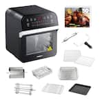 12.7 Qt. Black Rotisserie Oven and Air Fryer with Recipe Book