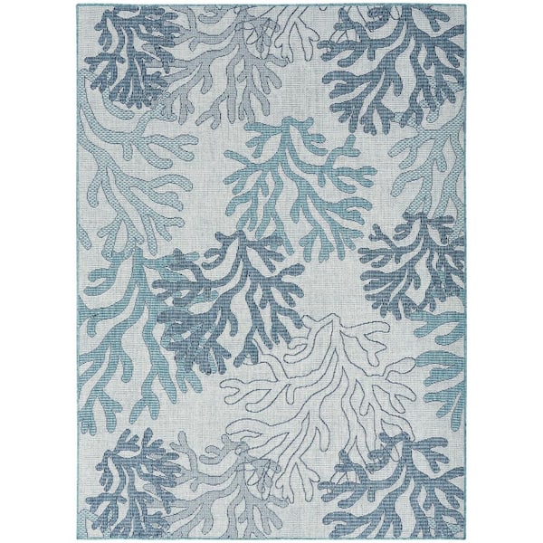 Nourison Garden Oasis Blue 4 ft. x 6 ft. Nature-inspired Contemporary Area Rug