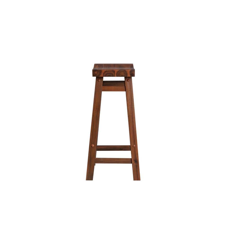 Eco-Friendly Rubberwood 24" Saddle Stool in Chestnut Wire-Brush