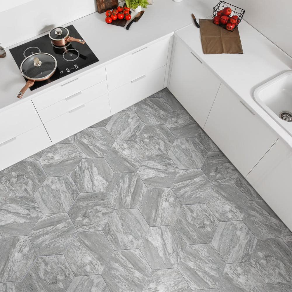BioTech Hex 11" x 13" Matte Gray Porcelain Tile