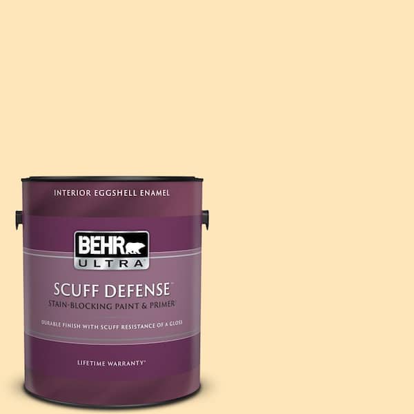 BEHR ULTRA 1 gal. #BIC-28 Butter Creme Extra Durable Eggshell Enamel Interior Paint & Primer