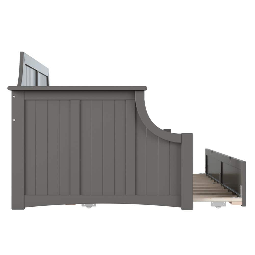Cambridge Gray Twin Wood Daybed with Trundle and Storage