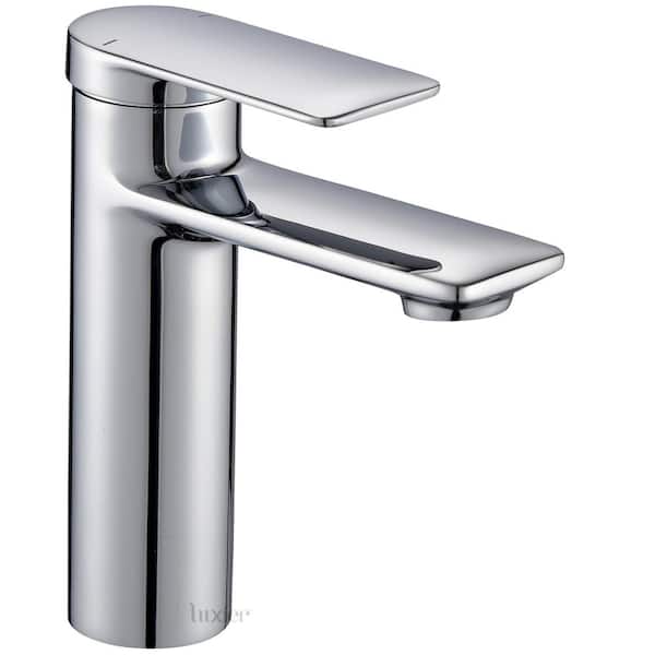 LUXIER Single Hole Single-Handle Bathroom Faucet with drain in Chrome