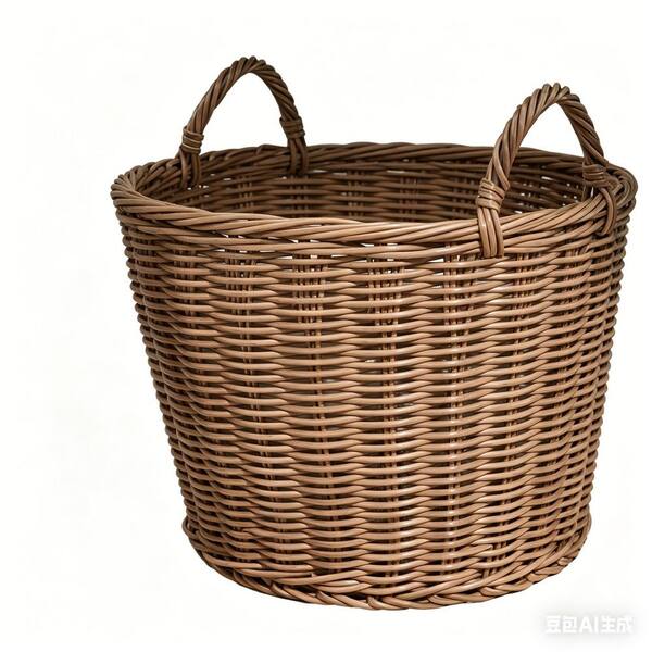 Seafuloy Brown 16 in. x 10.5 in. Resin Wicker Round Cone Handled