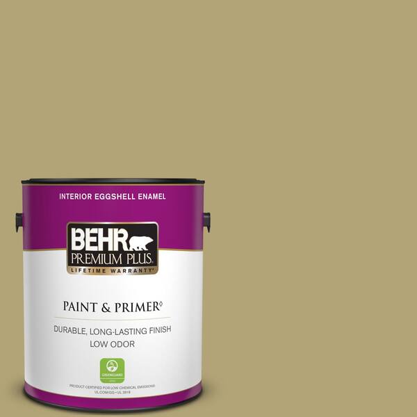 BEHR PREMIUM PLUS 1 gal. #PMD-101 Green Fig Eggshell Enamel Low Odor Interior Paint & Primer