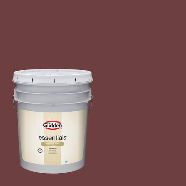 Glidden Essentials 5 gal. PPG1053-7 Burgundy Wine Satin Exterior Paint