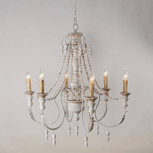matrix decor 29.52 in. 6-Light Antique White Candle Style