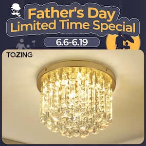 12 in. Gold Modern Indoor Dimmable Integrated LED Creative Crystal Linear Glass Beads Design Flush Mount Ceiling Light