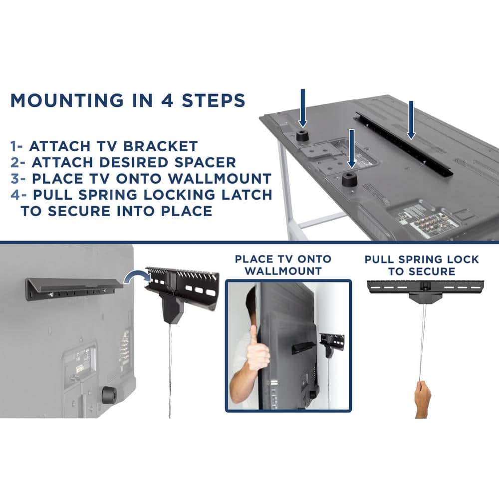 Mount-It! No Stud TV Wall Mount, Low-Profile Tilting Hanger Mount for No Drill Dry Wall Installation