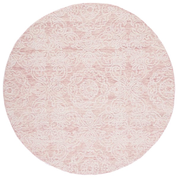 SAFAVIEH Metro Dark Pink/Ivory 4 ft. x 4 ft. Floral Abstract Round Area Rug