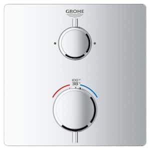 Grohtherm Dual Function Thermostatic Square 2-Handle Trim Kit in StarLight Chrome (Valve Not Included)