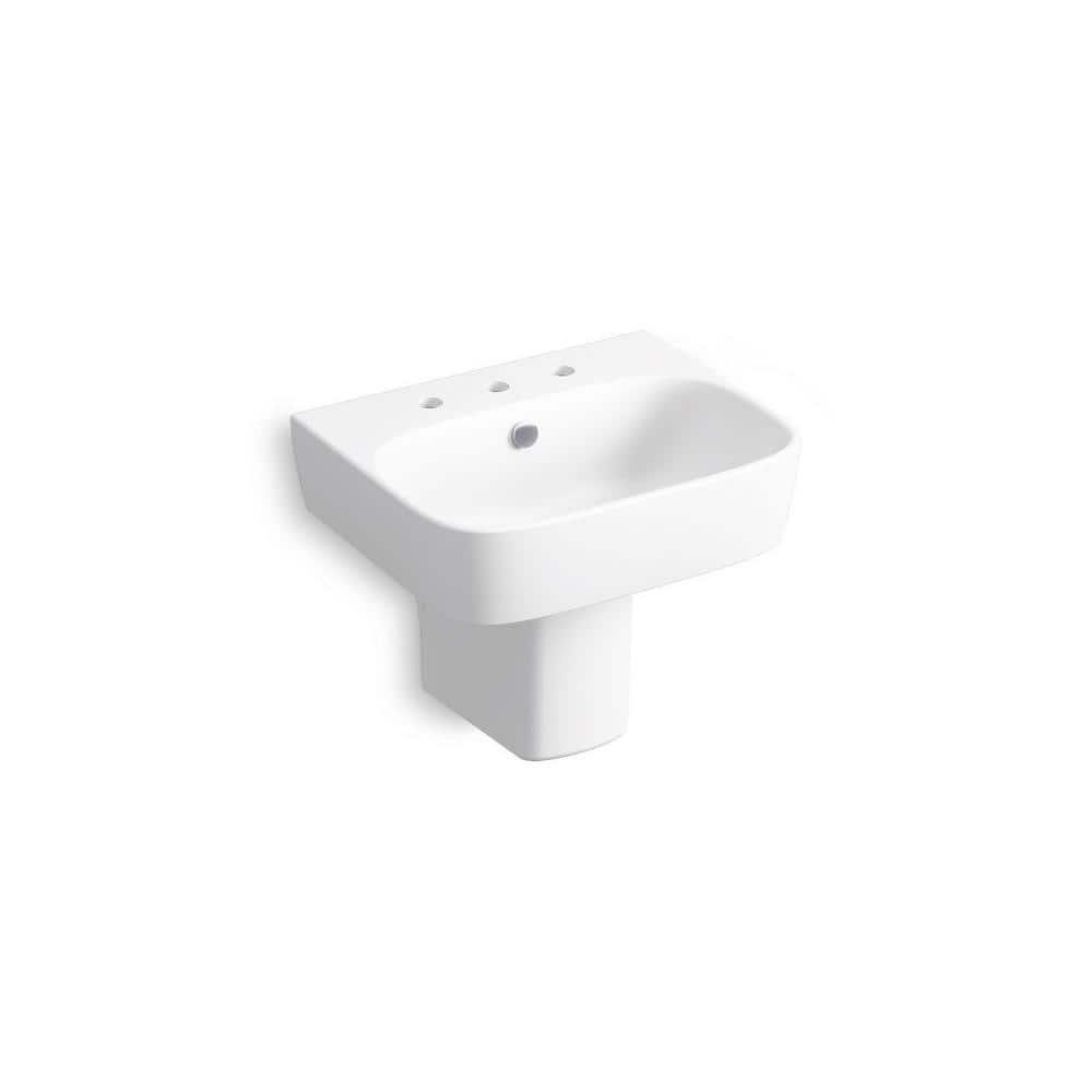 ModernLife White Ceramic Wall-Mount Rectangular Bathroom Sink