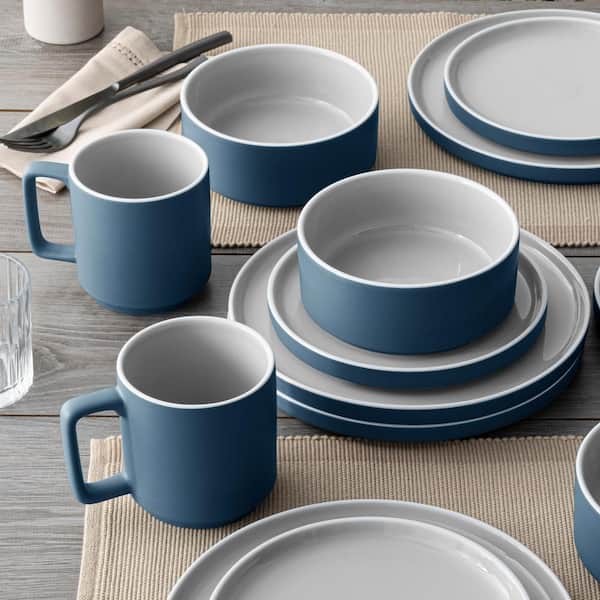 Noritake ColorTrio Blue 16-Piece (Blue) Porcelain Stax Dinnerware