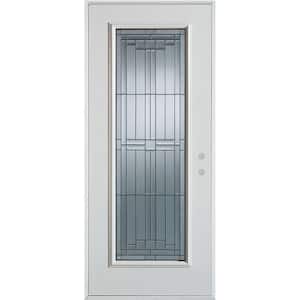 36 in. x 80 in. Architectural Full Lite Painted White Left-Hand Inswing Steel Prehung Front Door