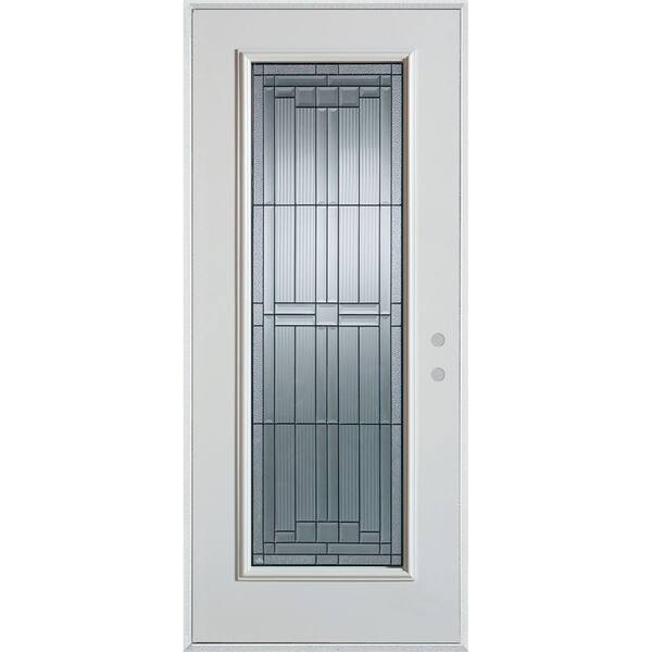 Stanley Doors 36 in. x 80 in. Architectural Full Lite Painted White Left-Hand Inswing Steel Prehung Front Door