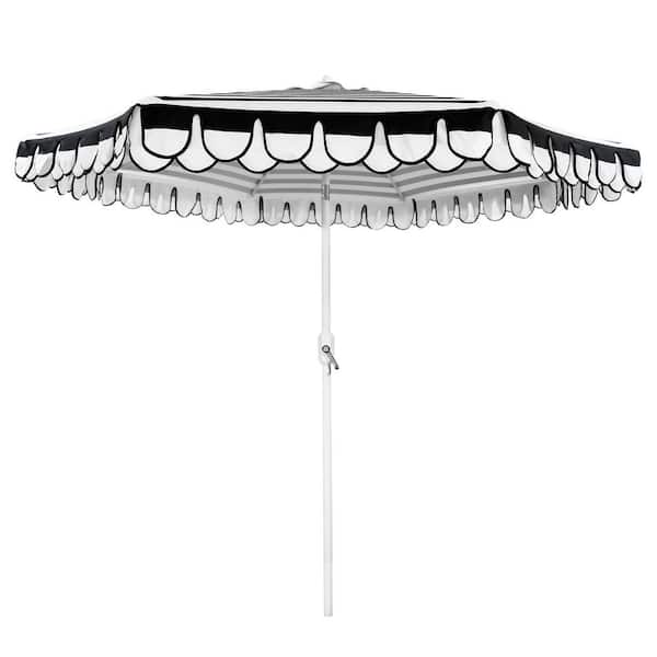 GARSING 9 ft. Aluminum Market Push Button Tilt Patio Umbrella in Black Stripe