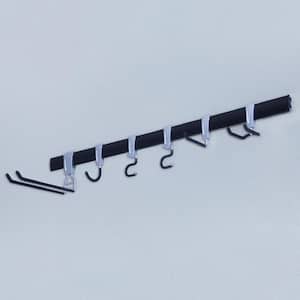 Wall Mounted Sport Utility Rail 2.5 in. H x 48 in. W x 12.5 in. D Steel Track Storage System in Black (Includes 6 hooks)