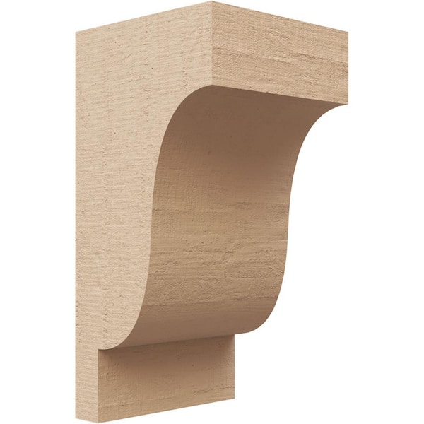 Ekena Millwork 4 in. x 8 in. x 4 in. Series 2 Wide Newport Rough Cedar Woodgrain Timberthane Polyurethane Corbel, Primed Tan