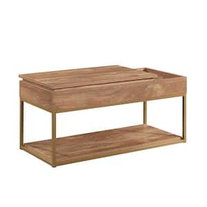 International Lux 41.732 in. Sindoori Mango Rectangle Engineered Wood Coffee Table with Lift-Top and Metal Frame