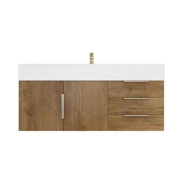 Bethany 47 in. W x 20 in. D x 22 in. H Single Sink Floating Bath Vanity in Oak with White Acrylic Top