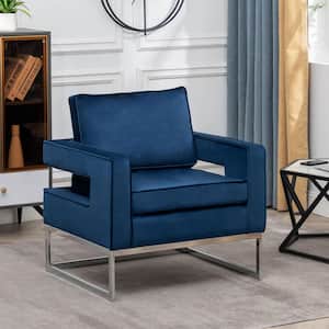 Take a Seat Carrie Navy Blue Velvet Accent Chair with Silver Frame