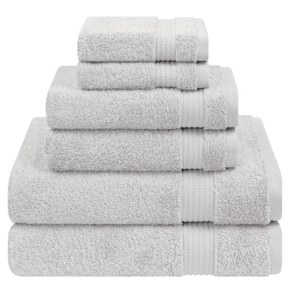 Premium Quality 100% Cotton 6-Piece Bath Towel Set, Silver Gray