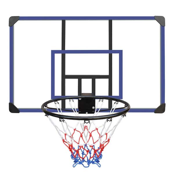 Blue 45 in. L x 29 in. W Wall-Mounted Basketball Panel with Rim for Indoor and Outdoor Use