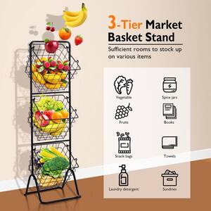 Oumilen Kitchen Countertop Basket Organizer Produce Storage Basket with  Wood Lid 1-Piece PSHK041 - The Home Depot