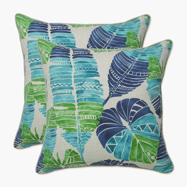 Pillow Perfect Floral Blue Square Outdoor Square Throw Pillow 2-Pack