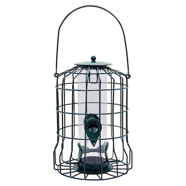 Cisvio Outdoor Wild Bird Feeder Squirrel-Proof Chew-Proof Metal Hanging Seed Feeder with 4 Feeding Ports for Small Songbirds