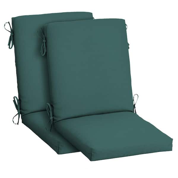 ARDEN 20 in. x 20 in. High Back Outdoor Dining Chair Cushion in Peacock Blue Green Texture (2-Pack)