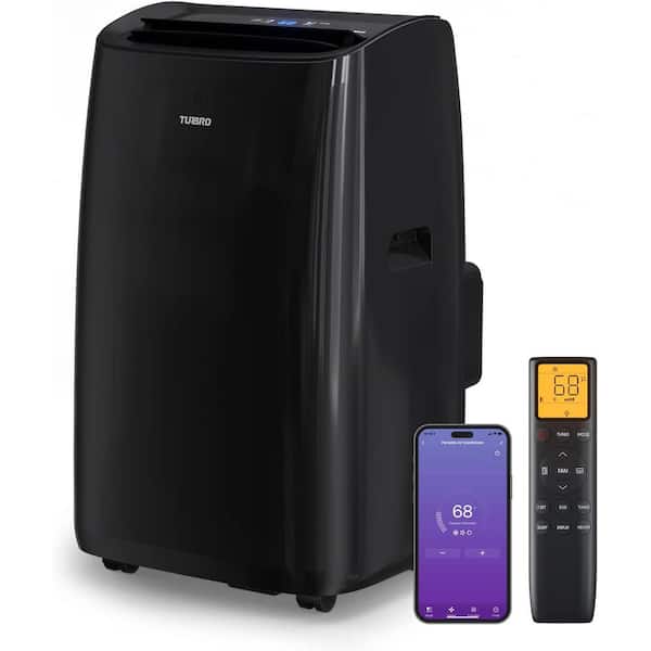 TURBRO 10,000 BTU Portable Air Conditioner Cools 600 Sq. Ft. with Remote, Alexa Support and SMART Wi-Fi Enabled in Black