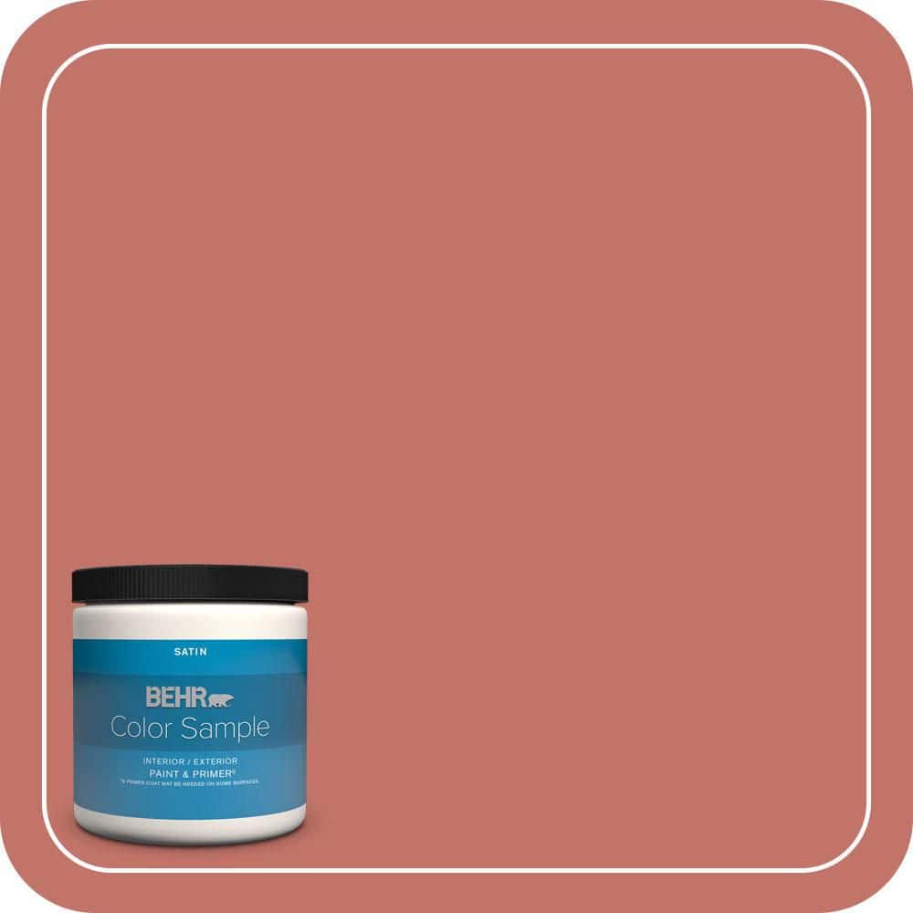 BEHR PREMIUM PLUS 8 oz. #PPU1-05A Red Coral Satin Enamel Interior ...