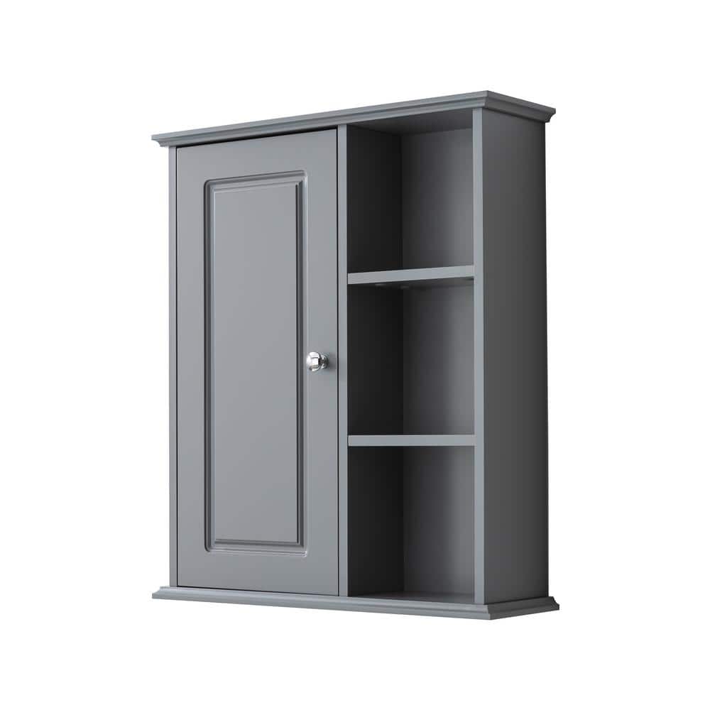 23.62 in. W x 7.09 in. D x 27.56 in. H Bathroom Storage Wall Cabinet in Gre