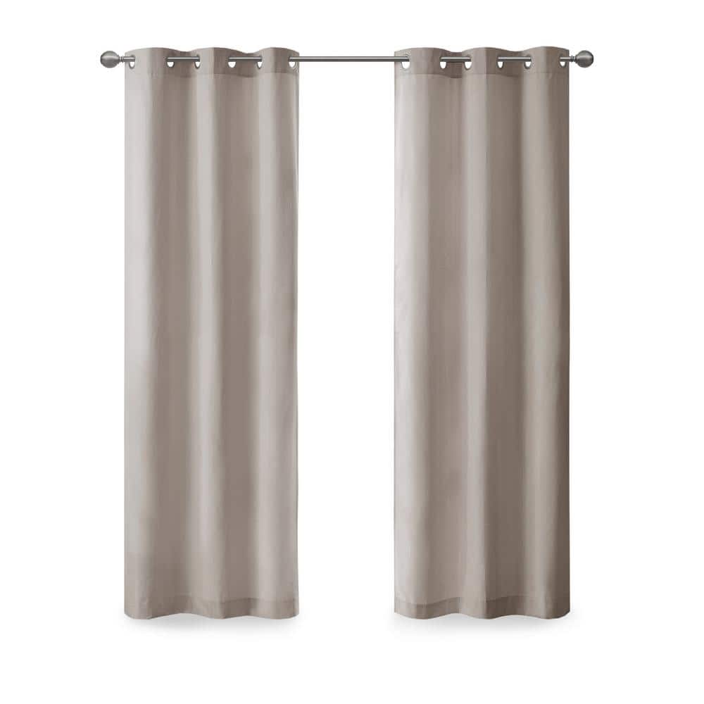 Taupe Basketweave Blackout Outdoor Curtain Panel Pair