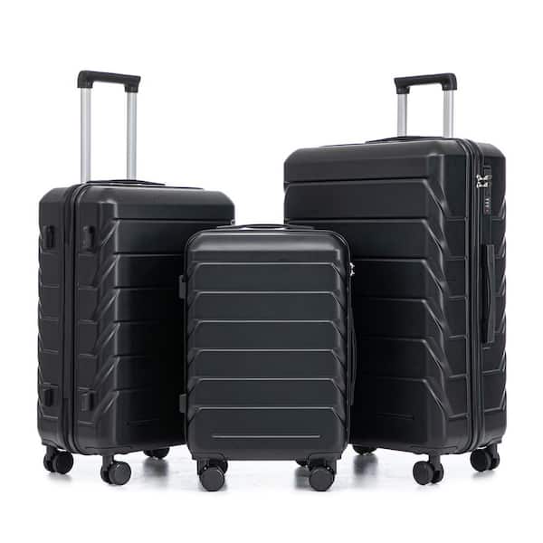Lavor 3-Piece Black ABS Hardside Spinner Wheel Luggage Set with Combination Lock