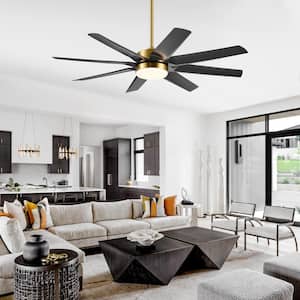 Arthur 56 in. Integrated LED Indoor Black-Blade Gold Ceiling Fans with Light and Remote Control Included
