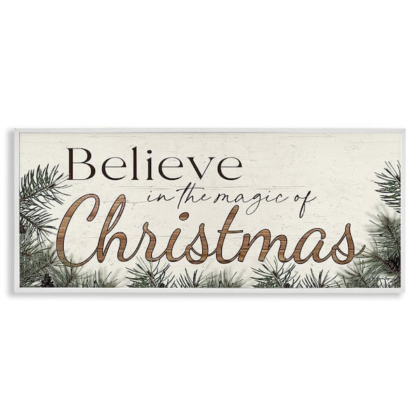 Stupell Industries Magic Of Christmas Phrase by Susie Boyer 1-Piece Framed Graphic Print Typography Poster Art Print 24 in. x 10 in.