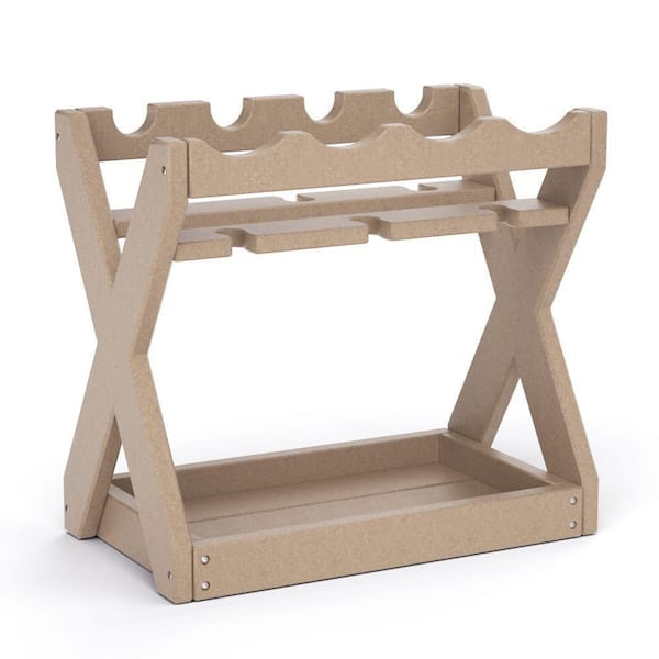 EPOWP 4-Bottle Natural HDPE Tabletop Wine Rack with Bottle Holder