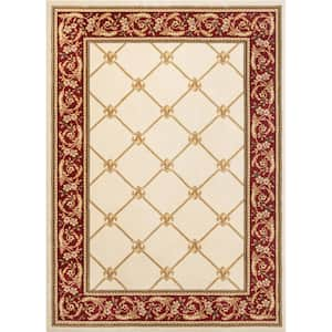 Timeless Fleur De Lis Ivory 4 ft. x 5 ft. Formal Area Rug