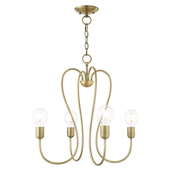 AVIANCE LIGHTING Woodvale 4-Light Antique Brass Chandelier