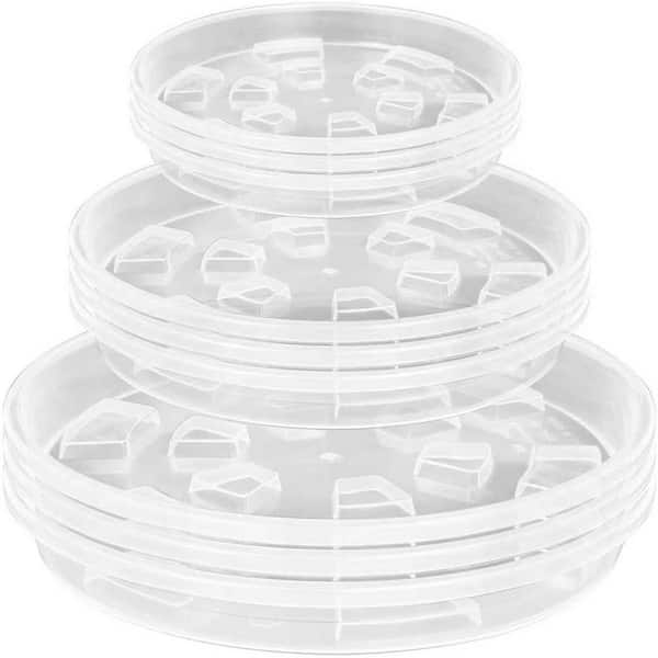 9 Pack Plastic Clear Plant Saucer