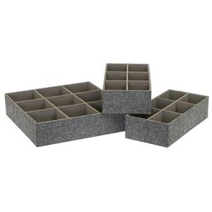Drawer Organizers Starter Set, Customizable Inserts, Large Tray and 2-Small Trays in Graphite