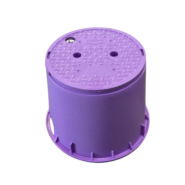 10 in. Round Valve Box and Lid Combo Purple Non-Potable Valve Box