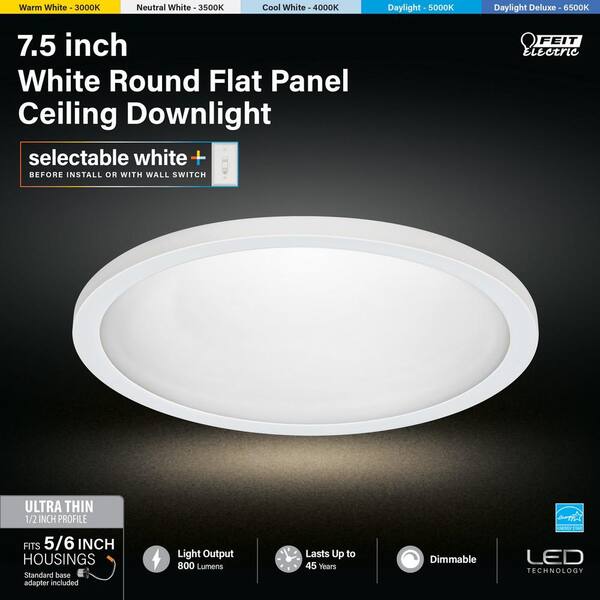 Feit Electric 7.5 in. 10.5-Watt Integrated LED Flush Mount White Round  Dimmable Flat Panel Ceiling with Color Change 5CCT (4-Pack) 74206/6WYCA/4 -  The Home Depot