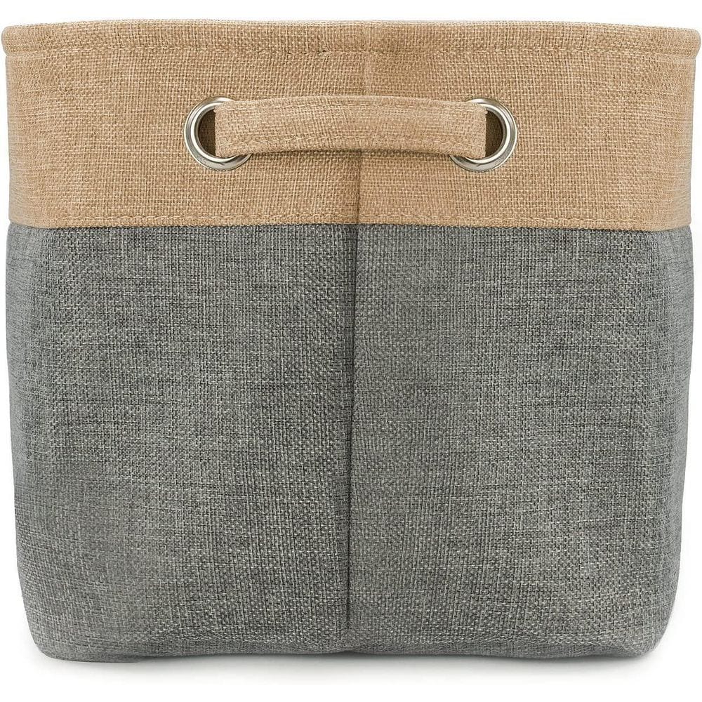 Neutral Cotton and Jute Rectangular Storage Bins with Handles - 3 Pack