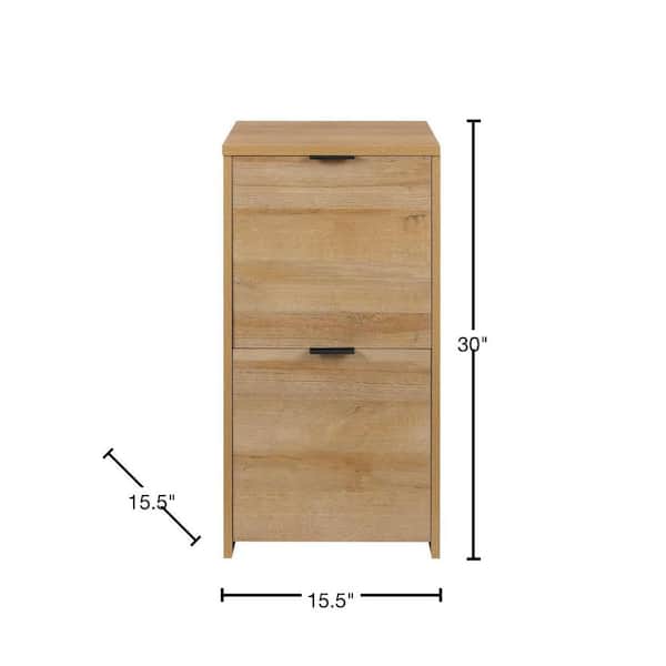 Bromley 2-Drawer Light Oak Finish Engineered Wood Vertical File Cabinet (30 in. H x 15.5 in. W)